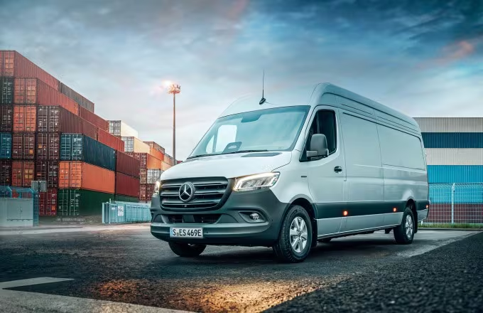 Modern delivery van logistics vehicle